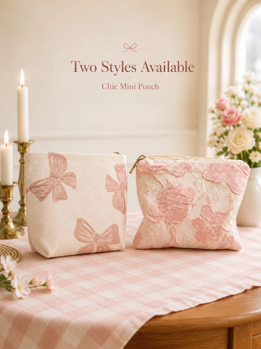 1pc Ins Style Floral Embroidered Zipper Makeup Bag, Cute Fabric Mini Coin Purse, Portable Lipstick And Small Items Storage Pouch