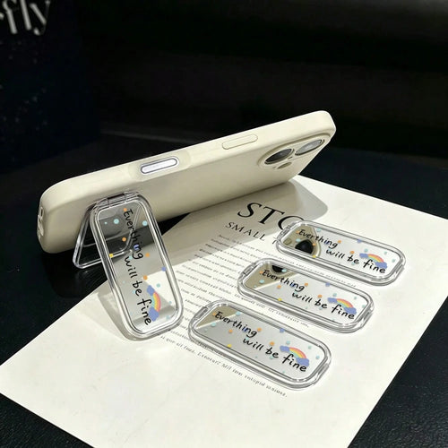 1pc Ins Style Mirror Phone Stand Back Sticker 2026 New Phone Case Back Adhesive Foldable Bracket