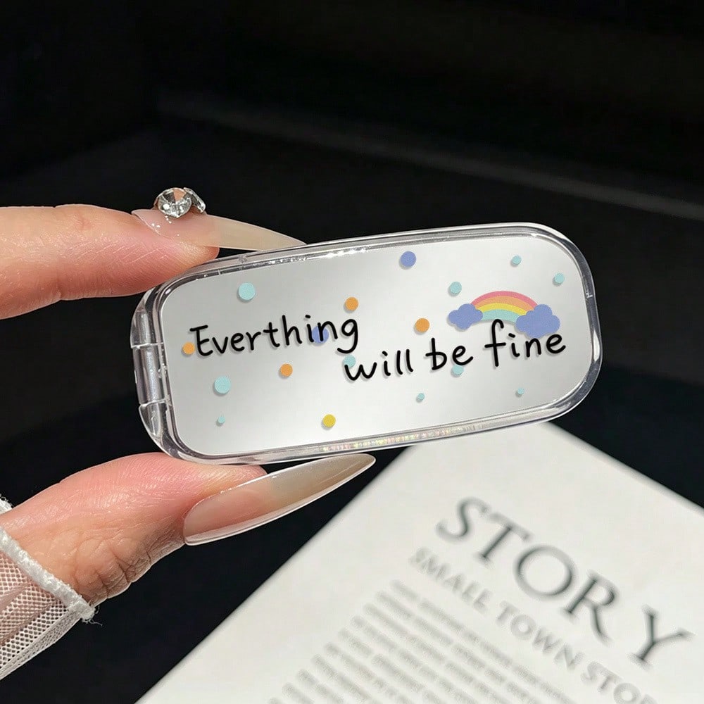 1pc Ins Style Mirror Phone Stand Back Sticker 2026 New Phone Case Back Adhesive Foldable Bracket