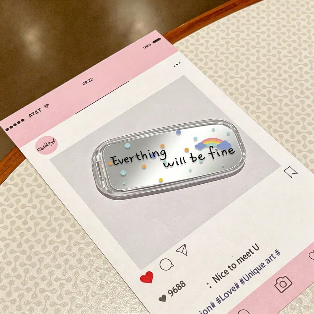 1pc Ins Style Mirror Phone Stand Back Sticker 2026 New Phone Case Back Adhesive Foldable Bracket
