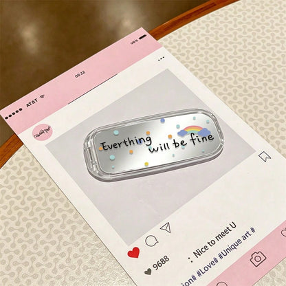 1pc Ins Style Mirror Phone Stand Back Sticker 2026 New Phone Case Back Adhesive Foldable Bracket