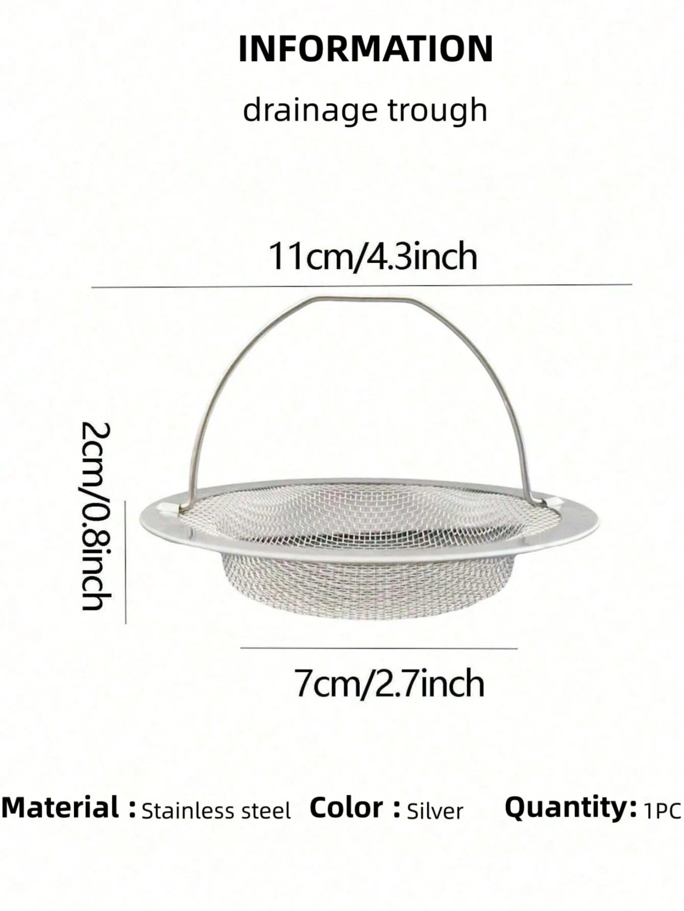 1PC Kitchen Sink Strainer, Stainless Steel Sink Drain Strainer,Kitchen Accessories,Food Catcher For Most Sink Drains Kitchen Sink Basket Strainer Steel Sink Filter Valentine DAY, Valentines Wedding, B