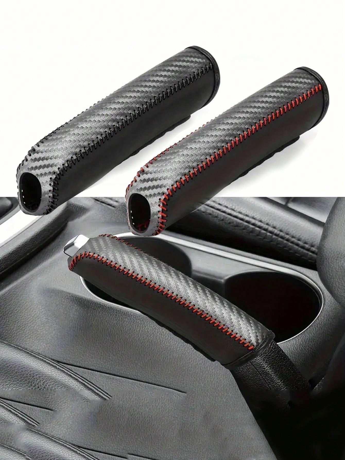 1pc Leather Gear Shift & Handbrake Cover Set, Anti-Slip Wear-Resistant Car Interior Accessories,Car Accessories