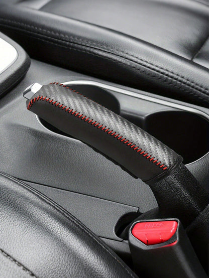 1pc Leather Gear Shift & Handbrake Cover Set, Anti-Slip Wear-Resistant Car Interior Accessories,Car Accessories