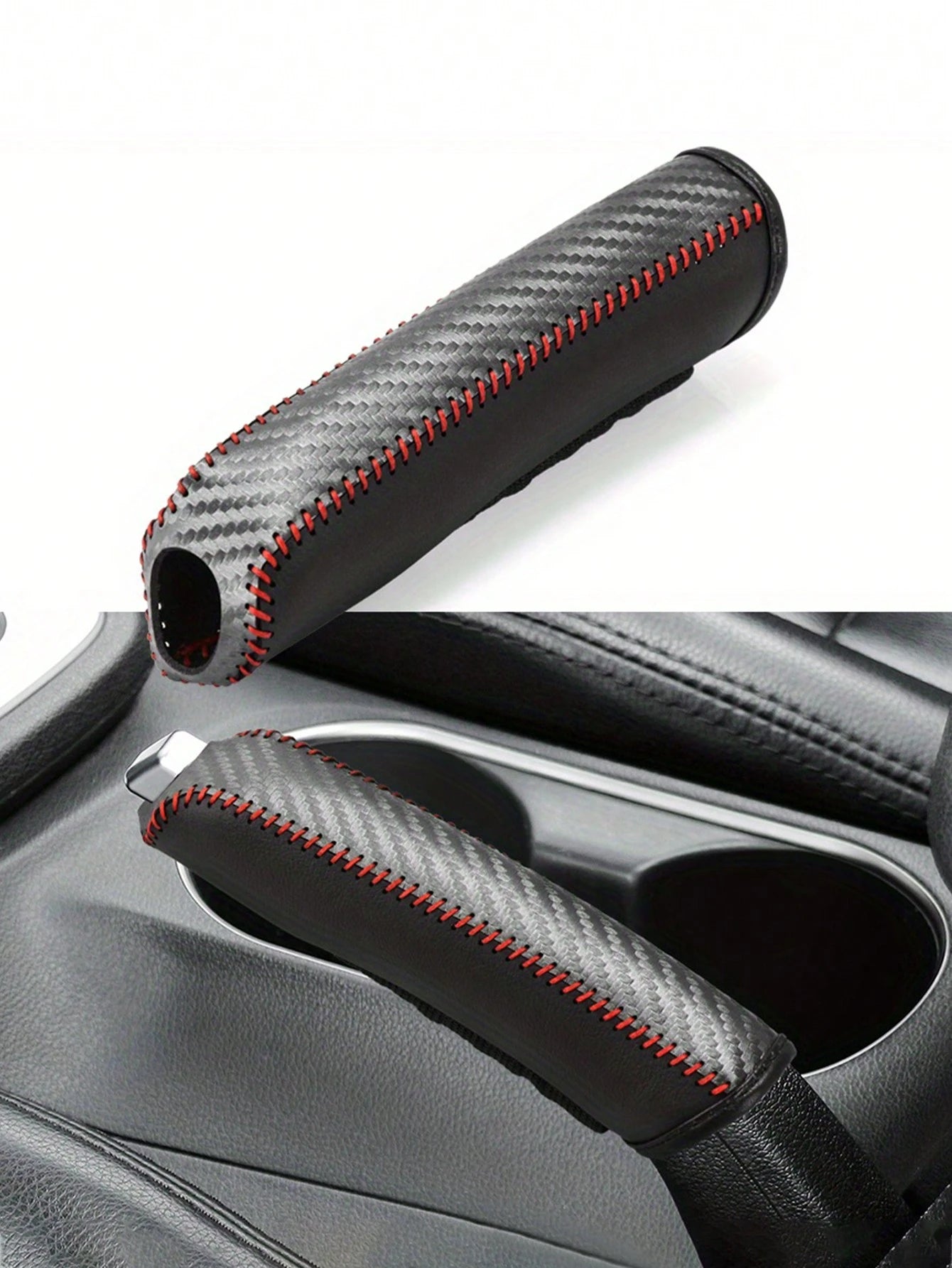 1pc Leather Gear Shift & Handbrake Cover Set, Anti-Slip Wear-Resistant Car Interior Accessories,Car Accessories