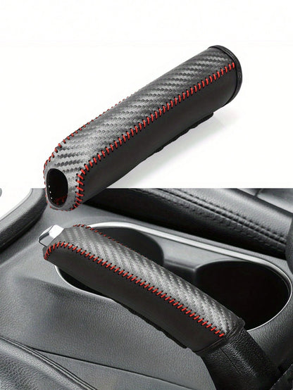 1pc Leather Gear Shift & Handbrake Cover Set, Anti-Slip Wear-Resistant Car Interior Accessories,Car Accessories