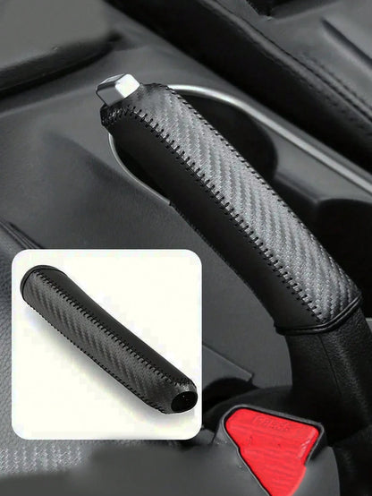 1pc Leather Gear Shift & Handbrake Cover Set, Anti-Slip Wear-Resistant Car Interior Accessories,Car Accessories