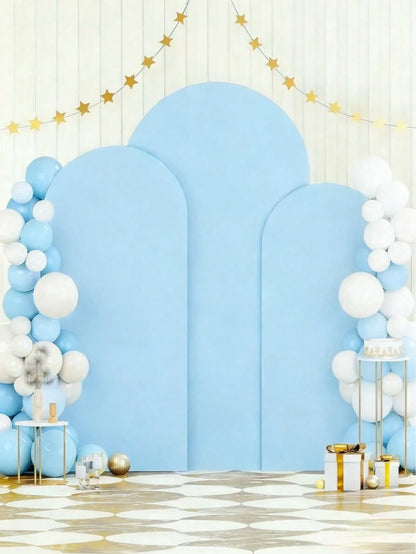 1pc Light Blue Arch Backdrop Fabric, Baby Shower Backdrop, Backdrop With Elastic Band, Gender Reveal Party Arch Cover, Double-Sided Suitable For Chiara Backdrop Frame, Suitable For Birthday Party, Wed