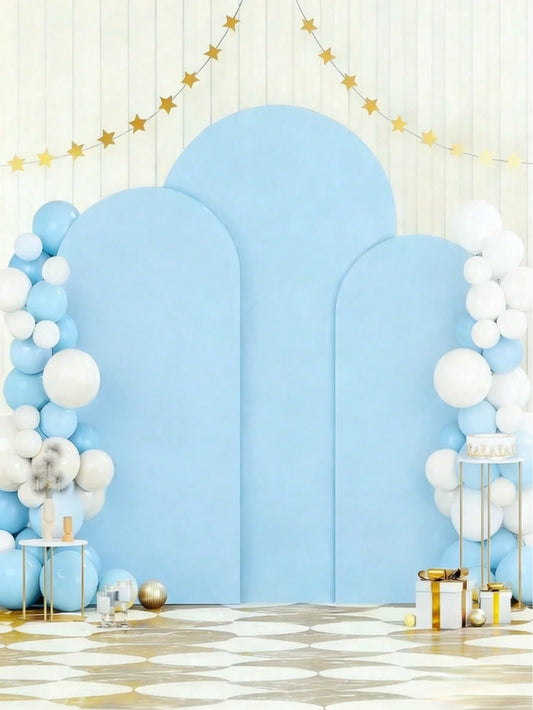 1pc Light Blue Arch Backdrop Fabric, Baby Shower Backdrop, Backdrop With Elastic Band, Gender Reveal Party Arch Cover, Double-Sided Suitable For Chiara Backdrop Frame, Suitable For Birthday Party, Wed