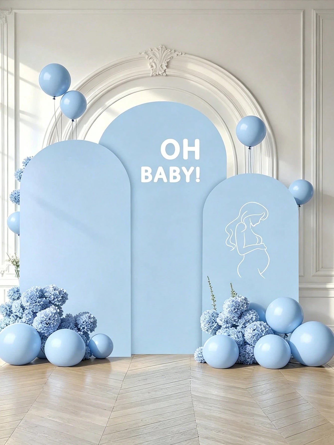 1pc Light Blue Arch Backdrop Fabric, Baby Shower Backdrop, Backdrop With Elastic Band, Gender Reveal Party Arch Cover, Double-Sided Suitable For Chiara Backdrop Frame, Suitable For Birthday Party, Wed