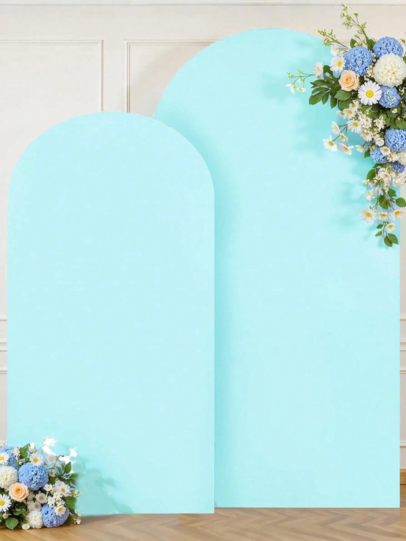 1pc Light Blue Arch Backdrop Fabric, Baby Shower Backdrop, Backdrop With Elastic Band, Gender Reveal Party Arch Cover, Double-Sided Suitable For Chiara Backdrop Frame, Suitable For Birthday Party, Wed