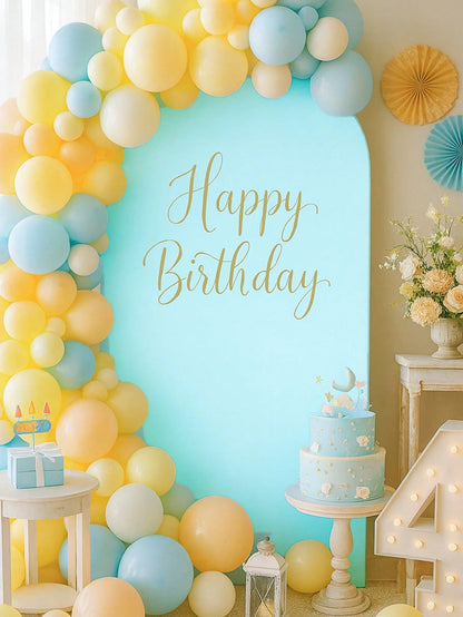 1pc Light Blue Arch Backdrop Fabric, Baby Shower Backdrop, Backdrop With Elastic Band, Gender Reveal Party Arch Cover, Double-Sided Suitable For Chiara Backdrop Frame, Suitable For Birthday Party, Wed