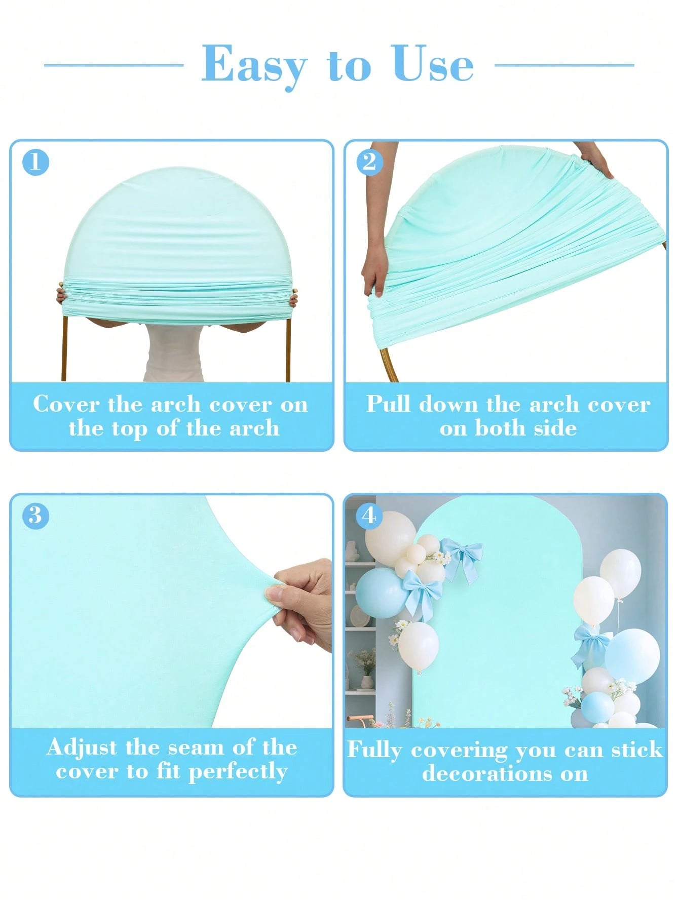 1pc Light Blue Arch Backdrop Fabric, Baby Shower Backdrop, Backdrop With Elastic Band, Gender Reveal Party Arch Cover, Double-Sided Suitable For Chiara Backdrop Frame, Suitable For Birthday Party, Wed