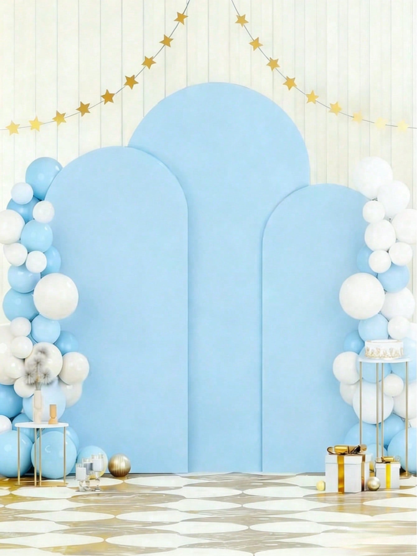 1pc Light Blue Arch Backdrop Fabric, Baby Shower Backdrop, Backdrop With Elastic Band, Gender Reveal Party Arch Cover, Double-Sided Suitable For Chiara Backdrop Frame, Suitable For Birthday Party, Wed