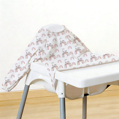 1pc Long Sleeve Baby Bib, Rainbow Whale Leaf Deer INS Style Children's Smock, Easy Clean Weaning Reversible Clothing, For Feeding High Chair/Stroller/Table, Machine Washable, Christmas, Thanksgiving