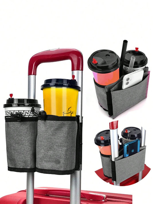 1pc Luggage Armrest Storage Bag, Water Cup, Milk Tea, Coffee, Bottled Water Storage Bag Cup Holder, Travel Portable Box Handle Hanging Bag