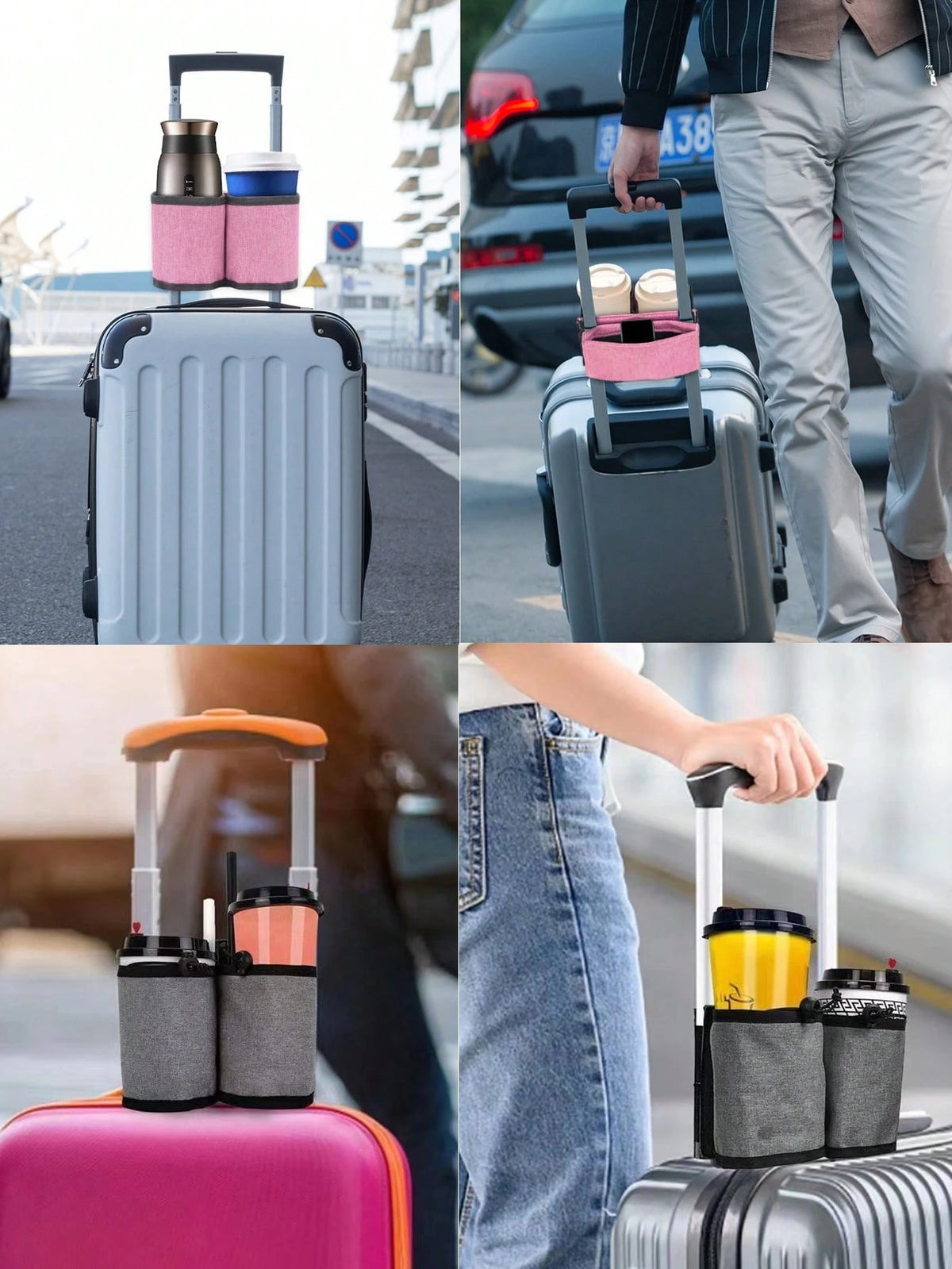 1pc Luggage Armrest Storage Bag, Water Cup, Milk Tea, Coffee, Bottled Water Storage Bag Cup Holder, Travel Portable Box Handle Hanging Bag