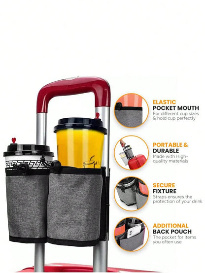 1pc Luggage Armrest Storage Bag, Water Cup, Milk Tea, Coffee, Bottled Water Storage Bag Cup Holder, Travel Portable Box Handle Hanging Bag