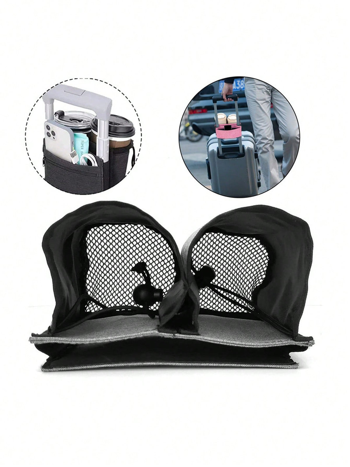 1pc Luggage Armrest Storage Bag, Water Cup, Milk Tea, Coffee, Bottled Water Storage Bag Cup Holder, Travel Portable Box Handle Hanging Bag