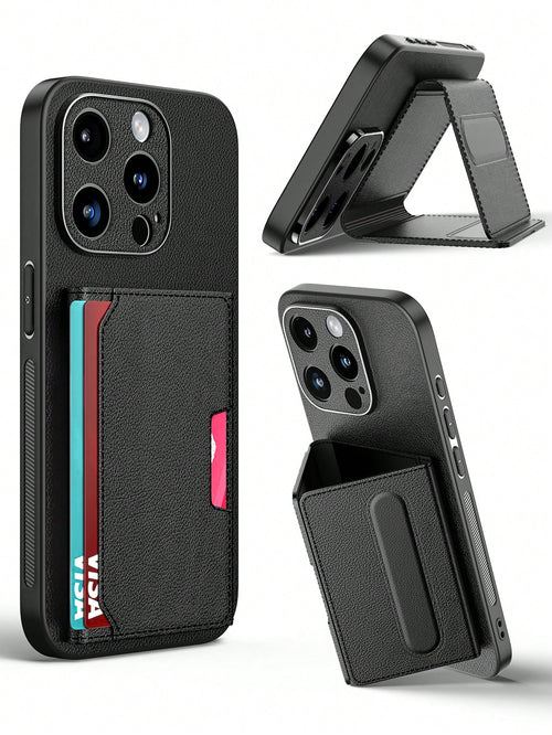 1pc Luxury Durable Leather Wallet Phone Case Compatible With IPhone 17 (Secure Thick Style, Integrated Wallet, Non-Detachable), With Stand And Credit Card Slots, Shockproof, Anti-Drop, Waterproof, Scr
