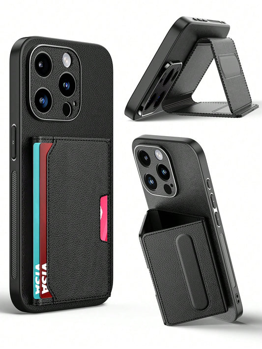 1pc Luxury Durable Leather Wallet Phone Case Compatible With IPhone 17 (Secure Thick Style, Integrated Wallet, Non-Detachable), With Stand And Credit Card Slots, Shockproof, Anti-Drop, Waterproof, Scr