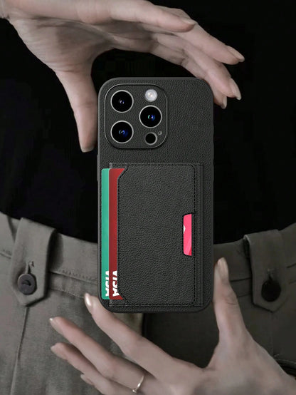1pc Luxury Durable Leather Wallet Phone Case Compatible With IPhone 17 (Secure Thick Style, Integrated Wallet, Non-Detachable), With Stand And Credit Card Slots, Shockproof, Anti-Drop, Waterproof, Scr