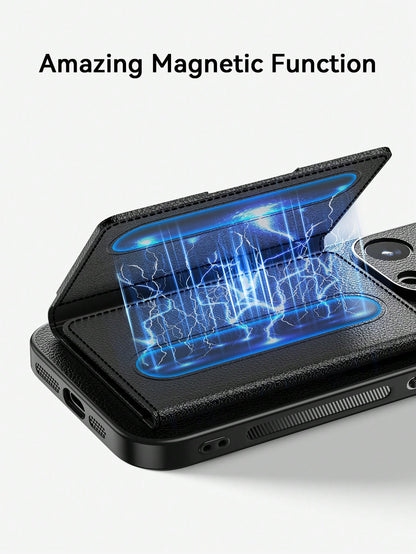 1pc Luxury Durable Leather Wallet Phone Case Compatible With IPhone 17 (Secure Thick Style, Integrated Wallet, Non-Detachable), With Stand And Credit Card Slots, Shockproof, Anti-Drop, Waterproof, Scr