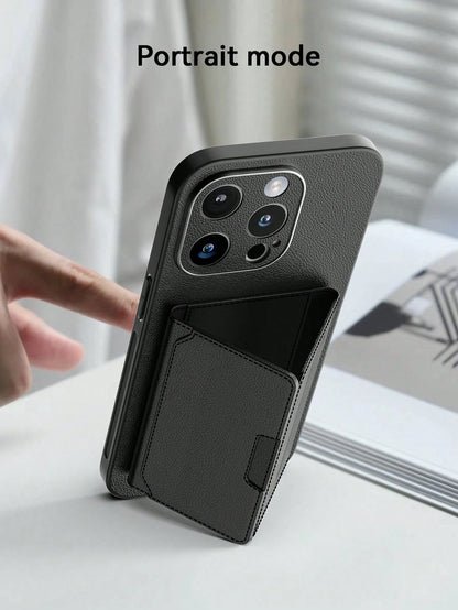 1pc Luxury Durable Leather Wallet Phone Case Compatible With IPhone 17 (Secure Thick Style, Integrated Wallet, Non-Detachable), With Stand And Credit Card Slots, Shockproof, Anti-Drop, Waterproof, Scr