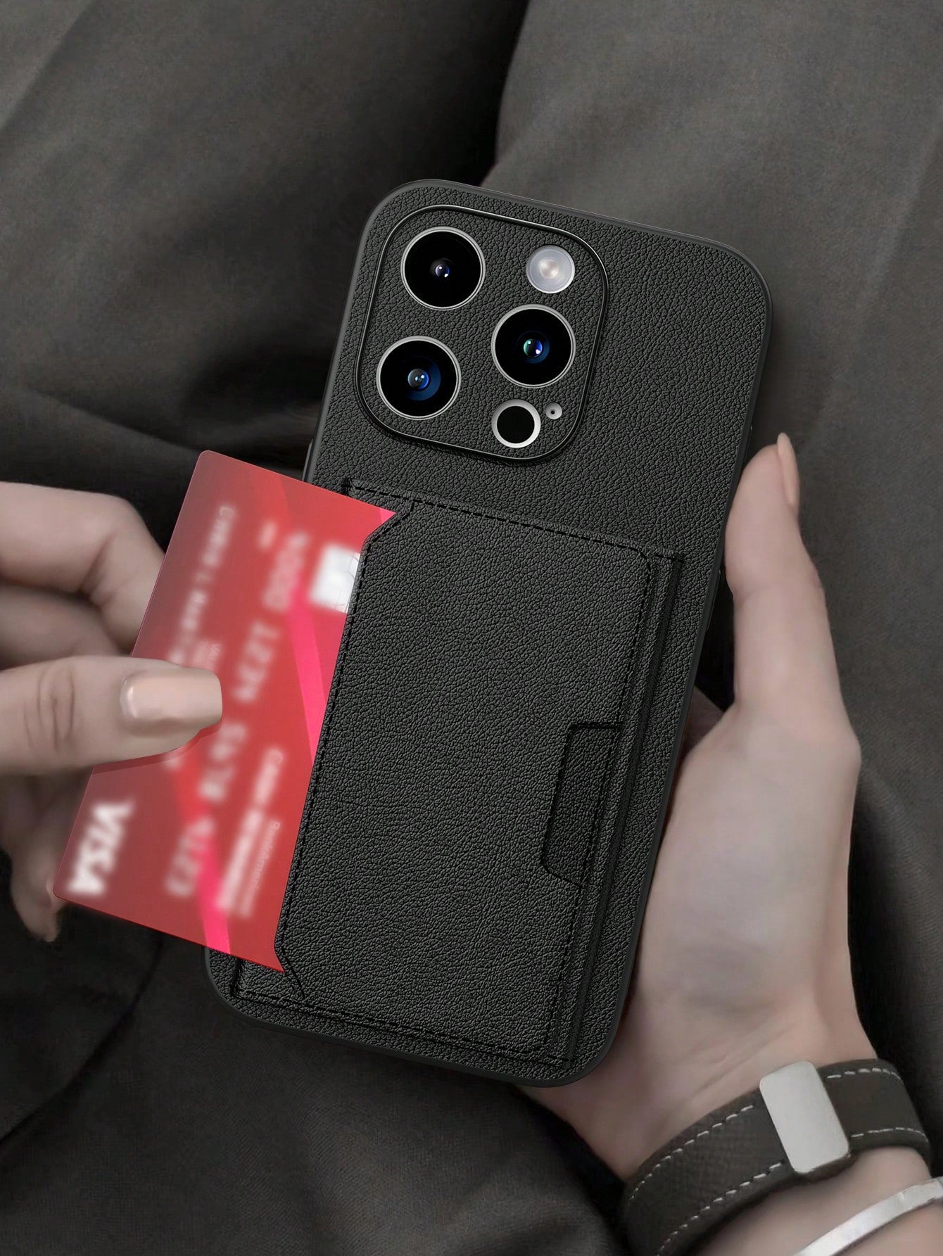 1pc Luxury Durable Leather Wallet Phone Case Compatible With IPhone 17 (Secure Thick Style, Integrated Wallet, Non-Detachable), With Stand And Credit Card Slots, Shockproof, Anti-Drop, Waterproof, Scr