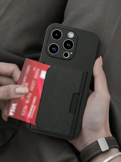 1pc Luxury Durable Leather Wallet Phone Case Compatible With IPhone 17 (Secure Thick Style, Integrated Wallet, Non-Detachable), With Stand And Credit Card Slots, Shockproof, Anti-Drop, Waterproof, Scr
