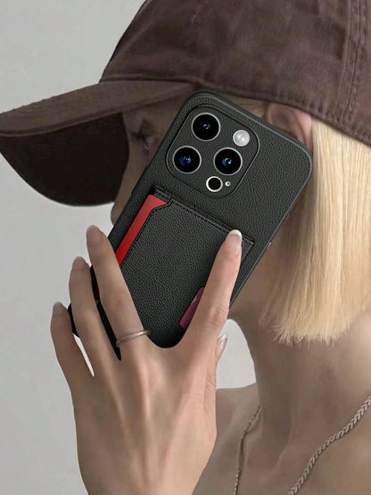 1pc Luxury Durable Leather Wallet Phone Case Compatible With IPhone 17 (Secure Thick Style, Integrated Wallet, Non-Detachable), With Stand And Credit Card Slots, Shockproof, Anti-Drop, Waterproof, Scr
