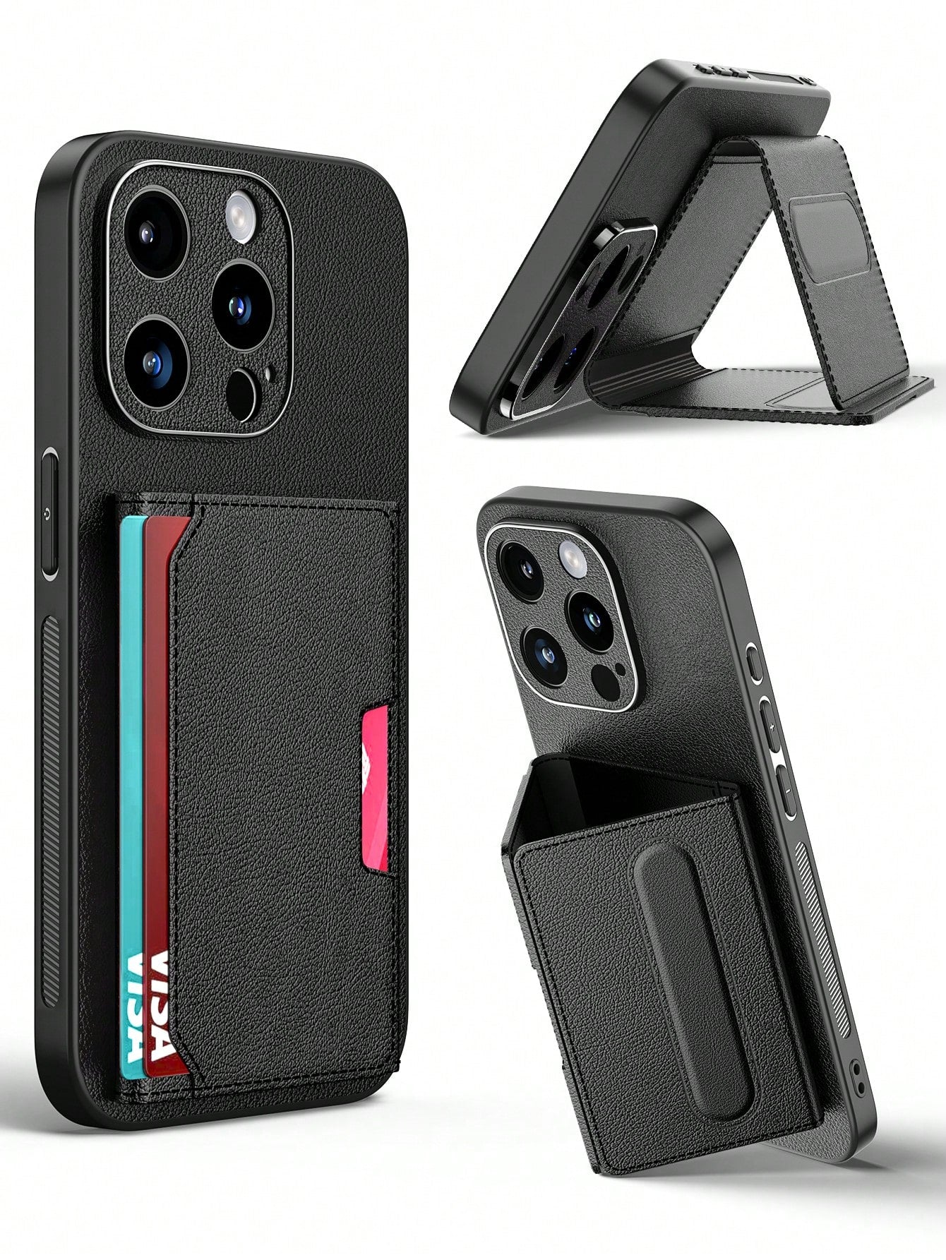 1pc Luxury Durable Leather Wallet Phone Case Compatible With IPhone 17 (Secure Thick Style, Integrated Wallet, Non-Detachable), With Stand And Credit Card Slots, Shockproof, Anti-Drop, Waterproof, Scr