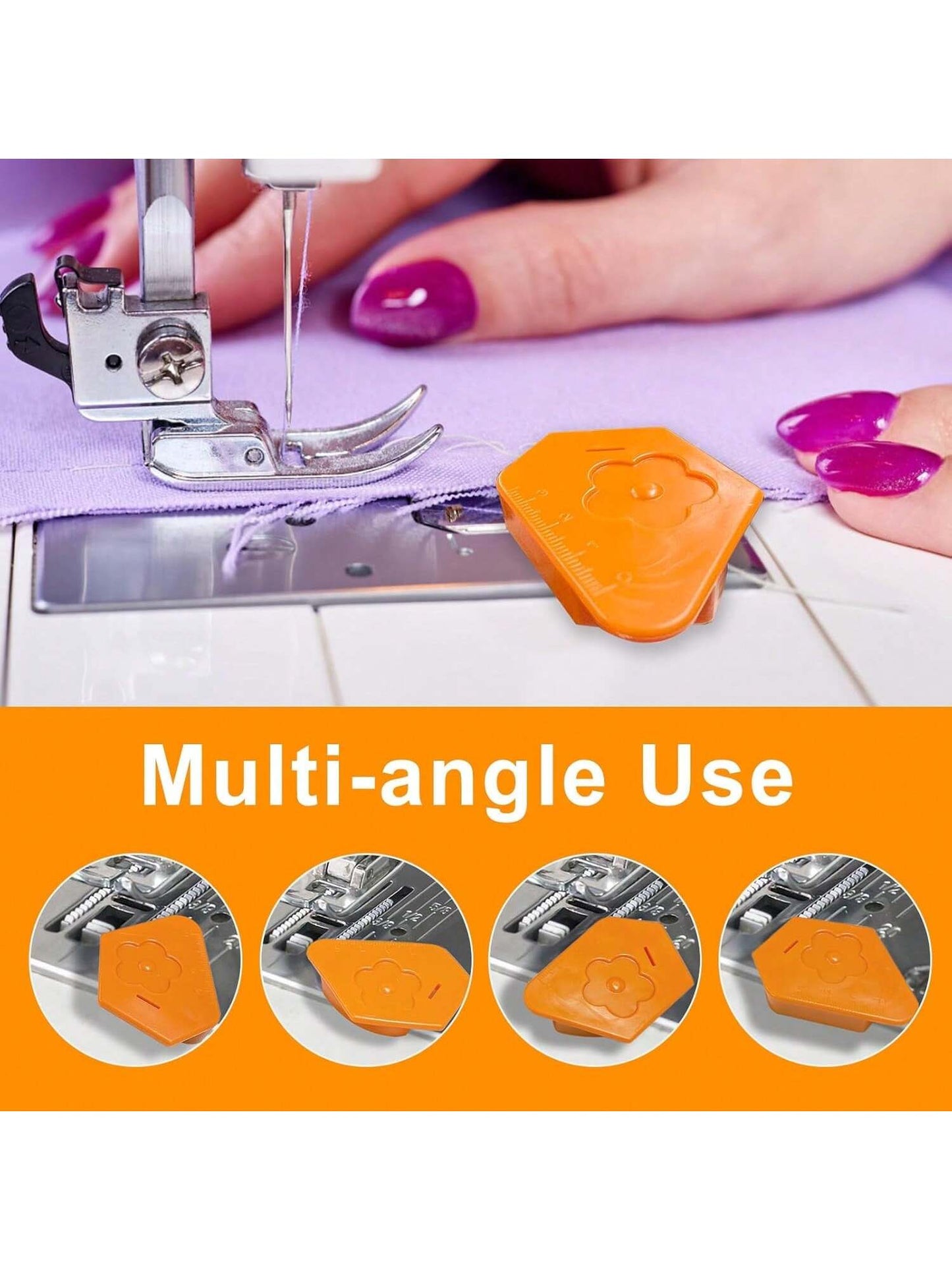 1PC Magnetic Seam Guide For Sewing Machine, Polygonal Seam Guide Hemmer Guide With Scale, Magnetic Sewing Guide,Sewing Supplies And Accessories