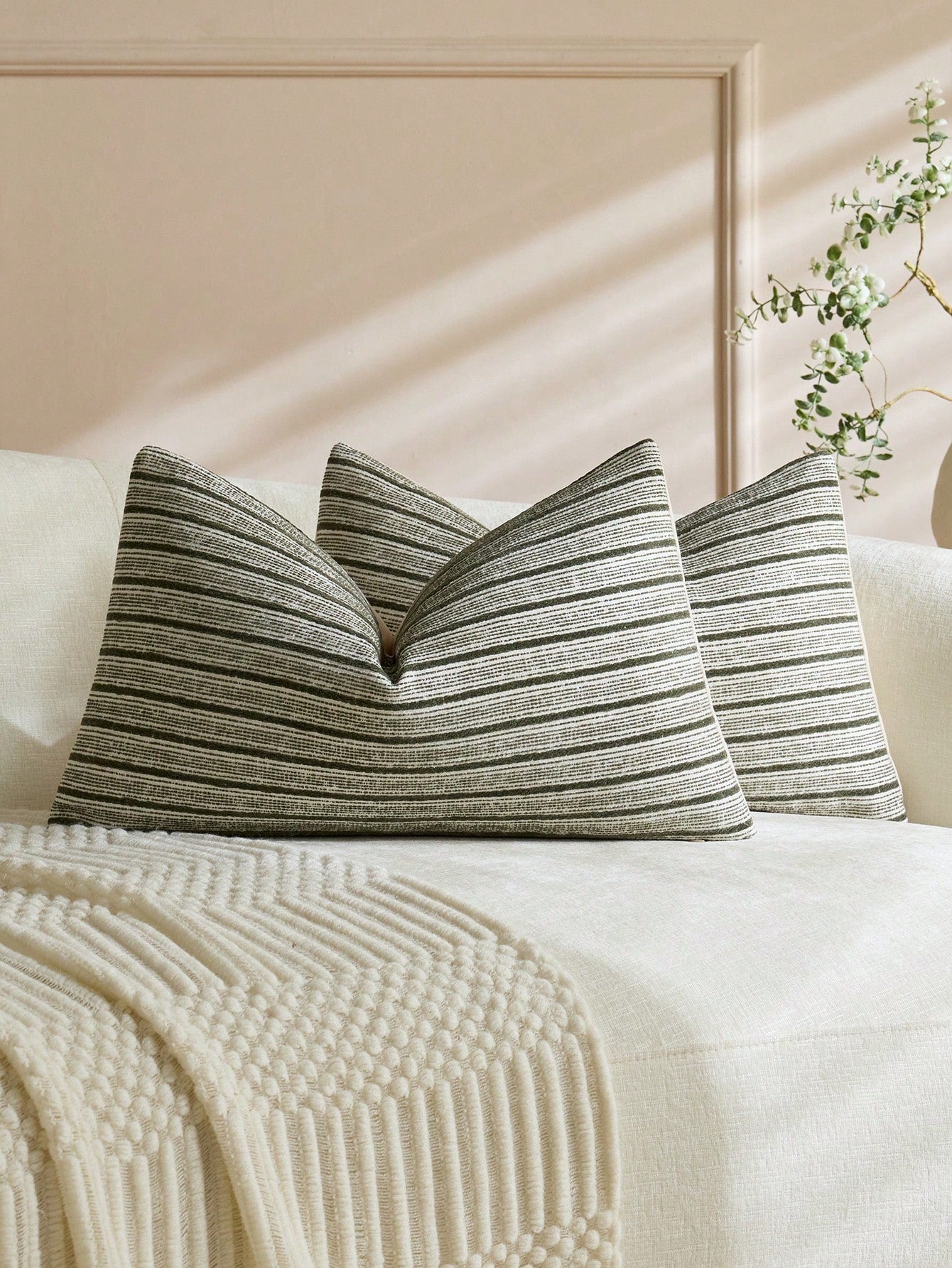 1pc Matcha Green Diamond 3D Striped Pillowcase (Pillow Insert Not Included), Square Cushion Cover, Holiday Home Pillow Decor, Soft Comfortable Faux Linen Fabric, Modern Decorative Sofa, Home Bedroom
