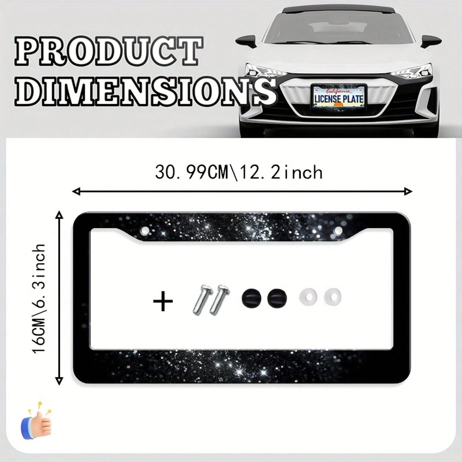 1pc Metal Car License Plate Frame, Waterproof And Easy To Clean, Suitable For American And Canadian Cars, Holiday Gift, Unisex, Dimensions: 31cm*16cm (12.2* 6.67inch )
