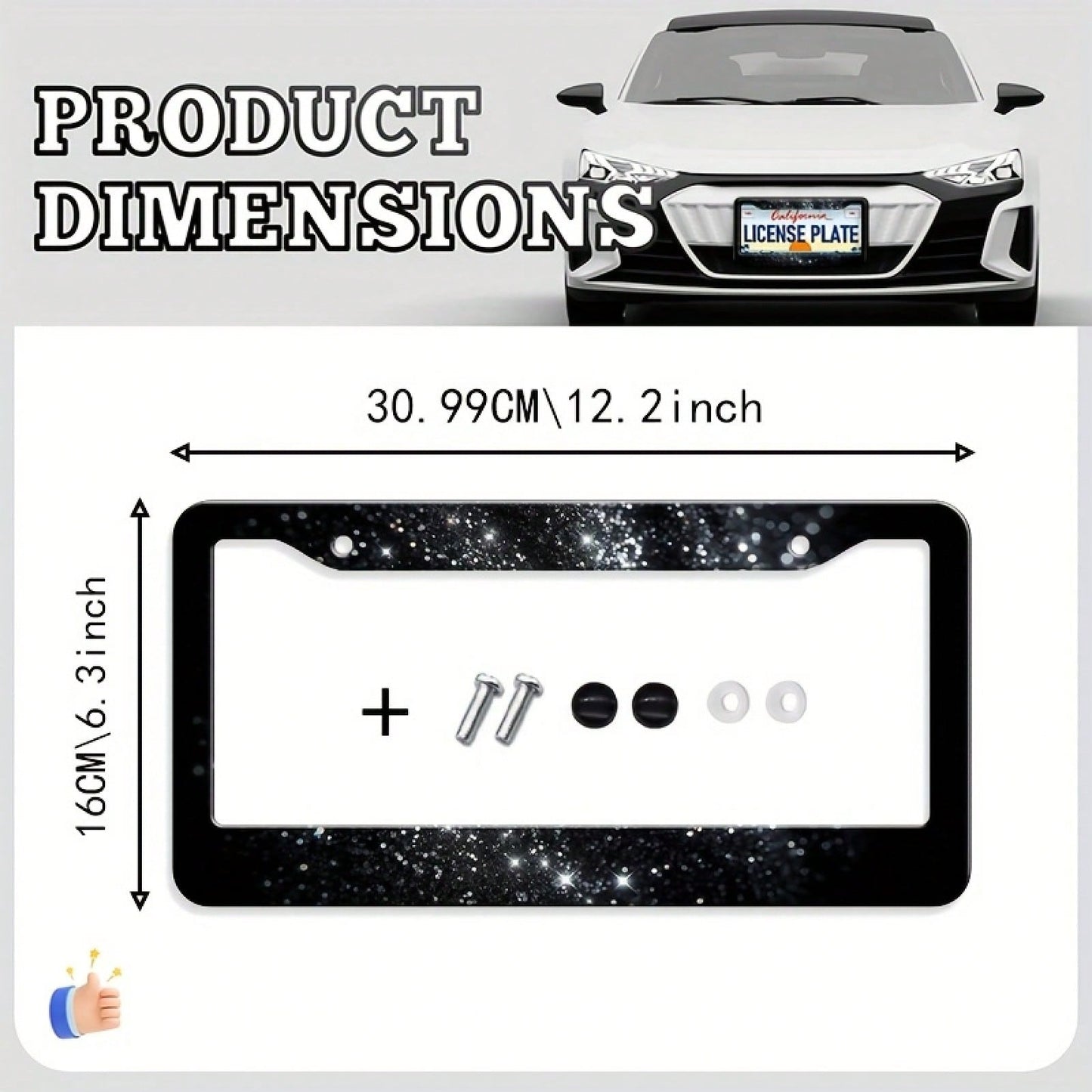 1pc Metal Car License Plate Frame, Waterproof And Easy To Clean, Suitable For American And Canadian Cars, Holiday Gift, Unisex, Dimensions: 31cm*16cm (12.2* 6.67inch )