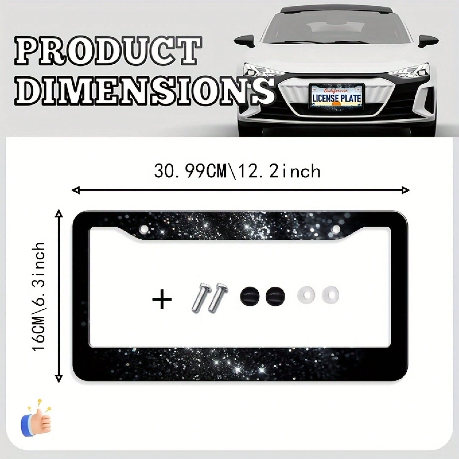 1pc Metal Car License Plate Frame, Waterproof And Easy To Clean, Suitable For American And Canadian Cars, Holiday Gift, Unisex, Dimensions: 31cm*16cm (12.2* 6.67inch )
