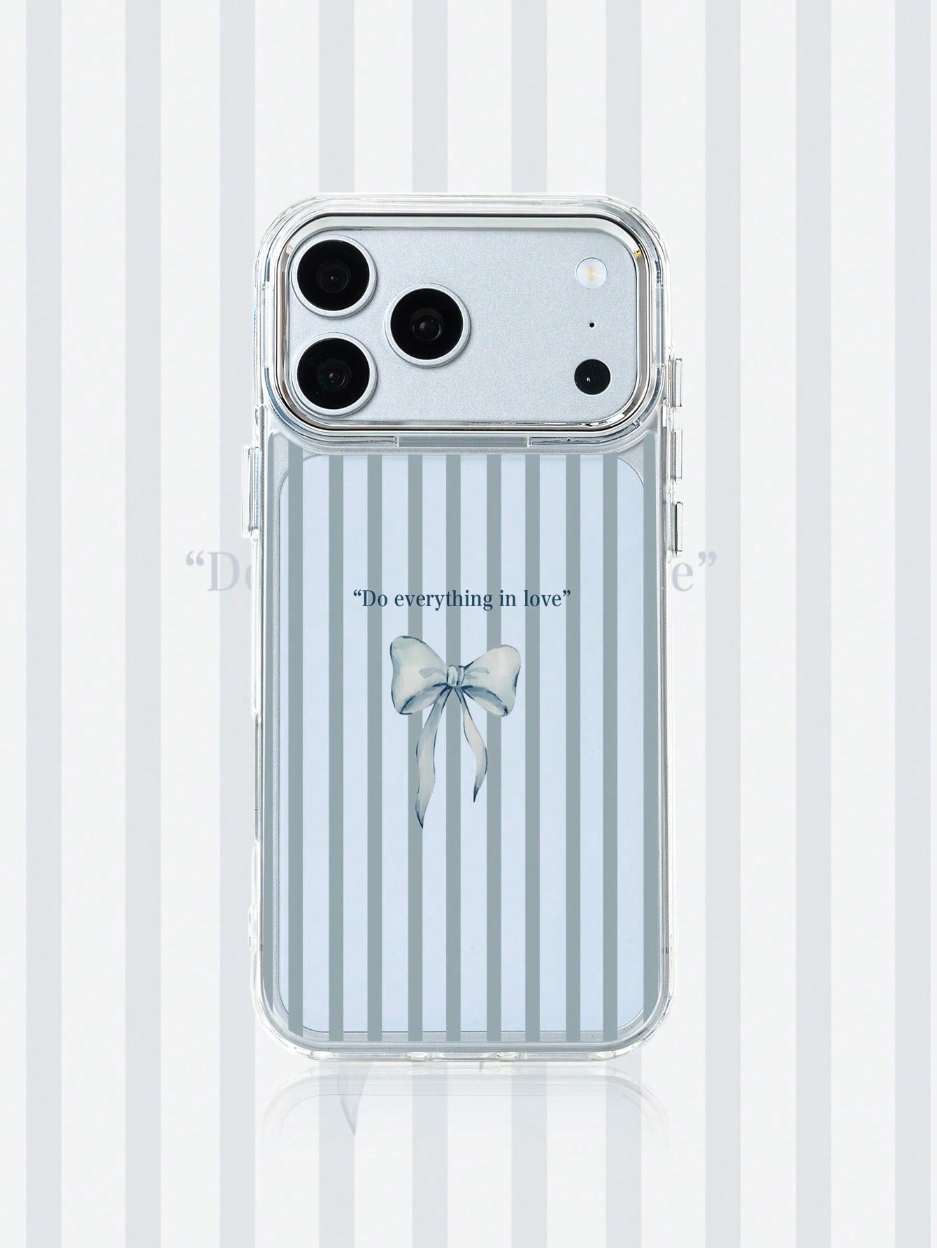 1pc Metal Transparent Striped Bow Pattern Phone Case, Personalized For IPhone 16 Pro Max, 17/16/15/14/13/12/11, Protective Shell, Air