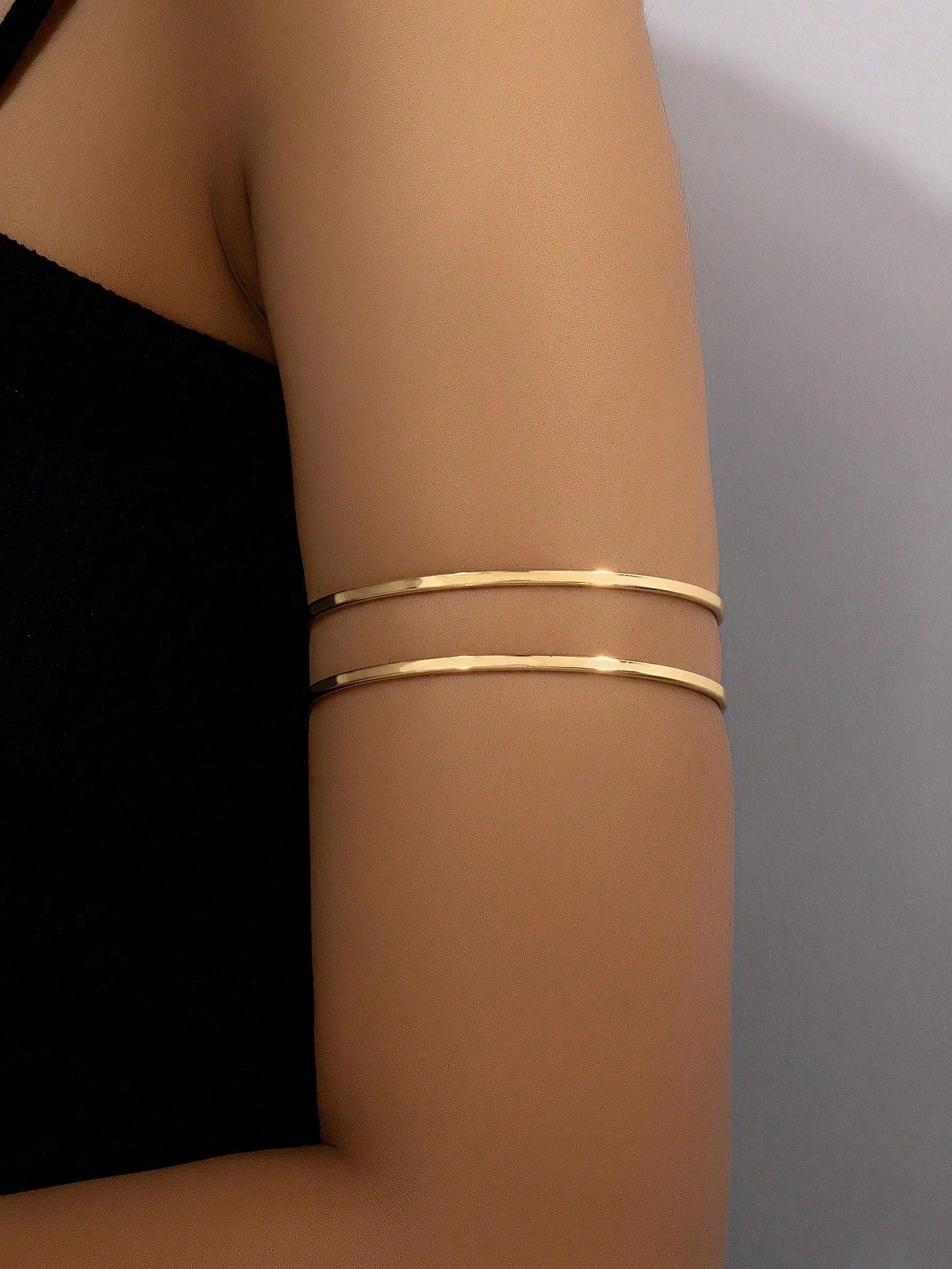 1pc Metal Wire Double Bar Arm Cuff, Fashionable And Simple, Suitable For Women's Parties, Banquets, And Giving As Gifts Valentine's Day Accessories