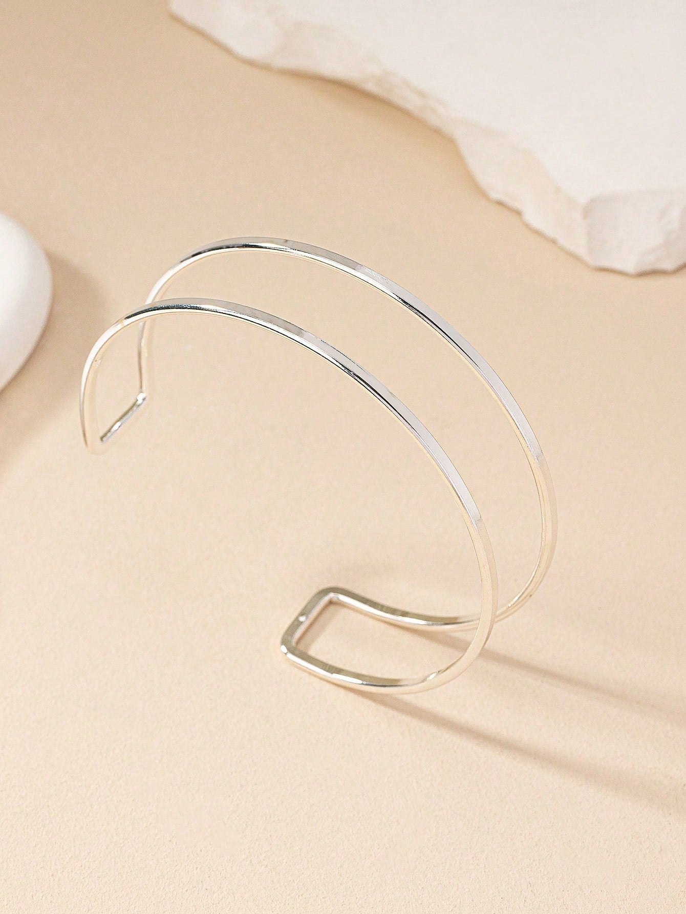 1pc Metal Wire Double Bar Arm Cuff, Fashionable And Simple, Suitable For Women's Parties, Banquets, And Giving As Gifts Valentine's Day Accessories