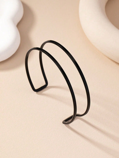 1pc Metal Wire Double Bar Arm Cuff, Fashionable And Simple, Suitable For Women's Parties, Banquets, And Giving As Gifts Valentine's Day Accessories