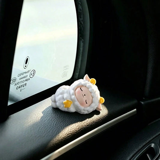 1pc Mini Cute Sheep Desktop Ornament, Car Dashboard & Computer Screen Decor, Cake Topper Figurine, Girly Gift For Women