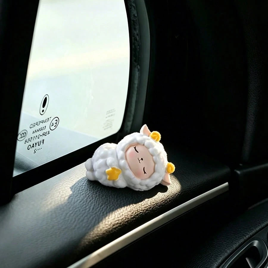 1pc Mini Cute Sheep Desktop Ornament, Car Dashboard & Computer Screen Decor, Cake Topper Figurine, Girly Gift For Women