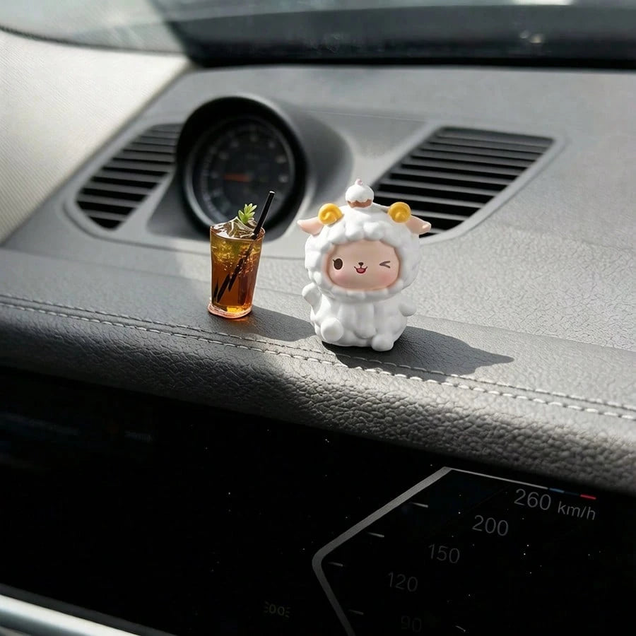 1pc Mini Cute Sheep Desktop Ornament, Car Dashboard & Computer Screen Decor, Cake Topper Figurine, Girly Gift For Women