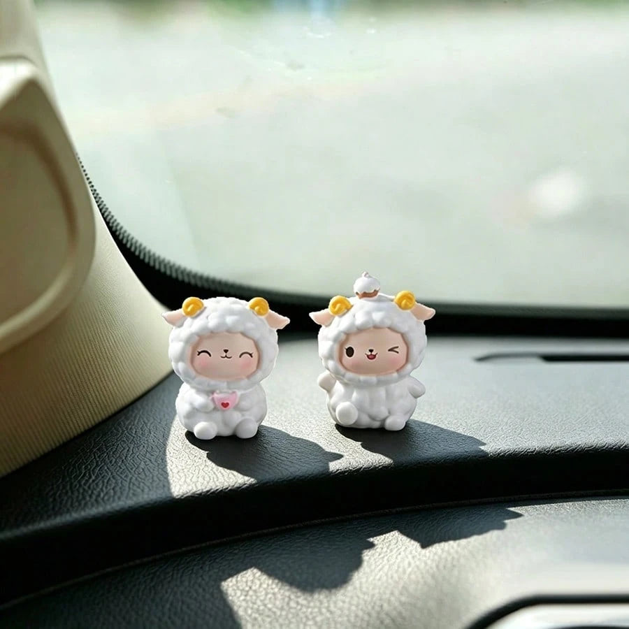 1pc Mini Cute Sheep Desktop Ornament, Car Dashboard & Computer Screen Decor, Cake Topper Figurine, Girly Gift For Women