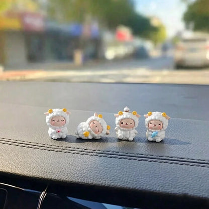 1pc Mini Cute Sheep Desktop Ornament, Car Dashboard & Computer Screen Decor, Cake Topper Figurine, Girly Gift For Women