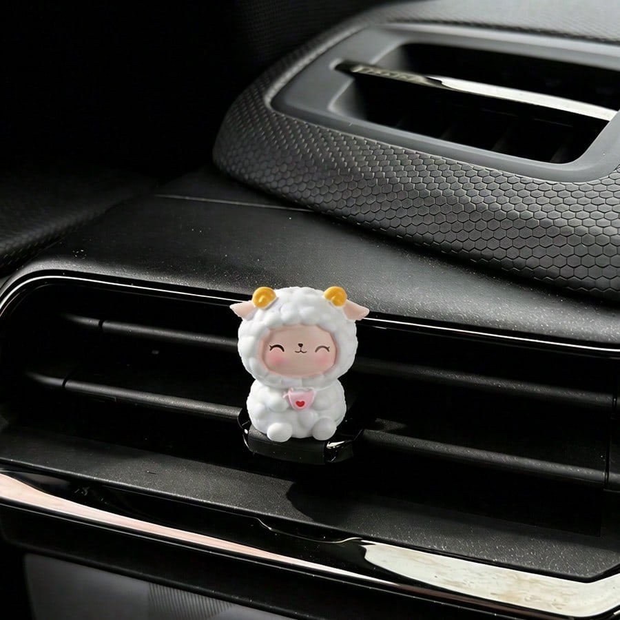 1pc Mini Cute Sheep Desktop Ornament, Car Dashboard & Computer Screen Decor, Cake Topper Figurine, Girly Gift For Women