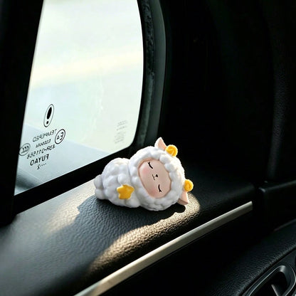 1pc Mini Cute Sheep Desktop Ornament, Car Dashboard & Computer Screen Decor, Cake Topper Figurine, Girly Gift For Women