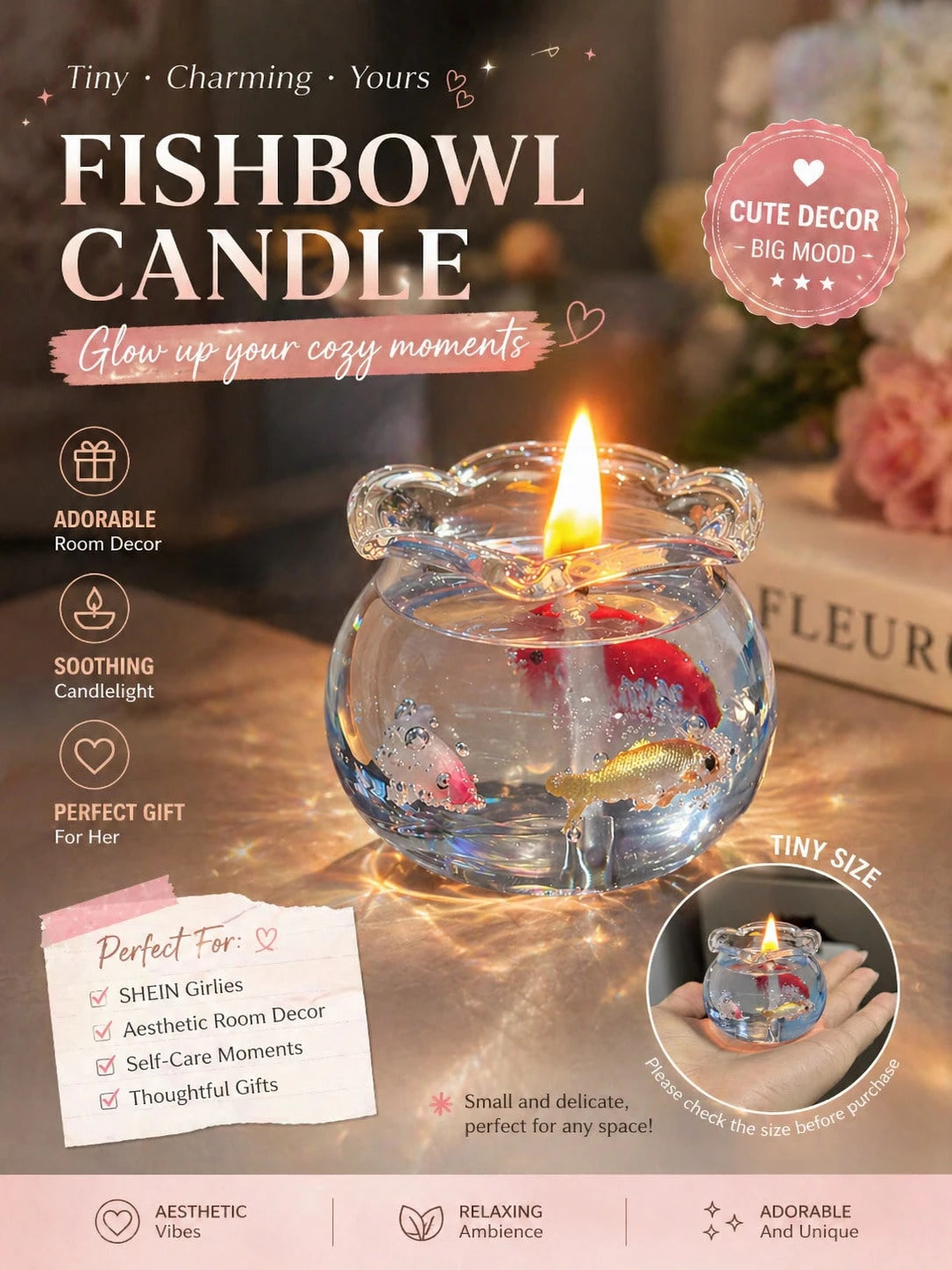 1pc Mini Fish Tank Wedding Favor, Blessing Gift, Candle, Scented Candle, Soy Wax Candle, Candle Set, Best Friend Gift, Women's Gift, Winter Gift, Aromatherapy Candle, Home Decor Candle, Valentine's Da