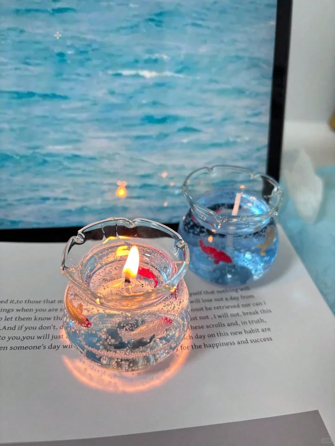 1pc Mini Fish Tank Wedding Favor, Blessing Gift, Candle, Scented Candle, Soy Wax Candle, Candle Set, Best Friend Gift, Women's Gift, Winter Gift, Aromatherapy Candle, Home Decor Candle, Valentine's Da